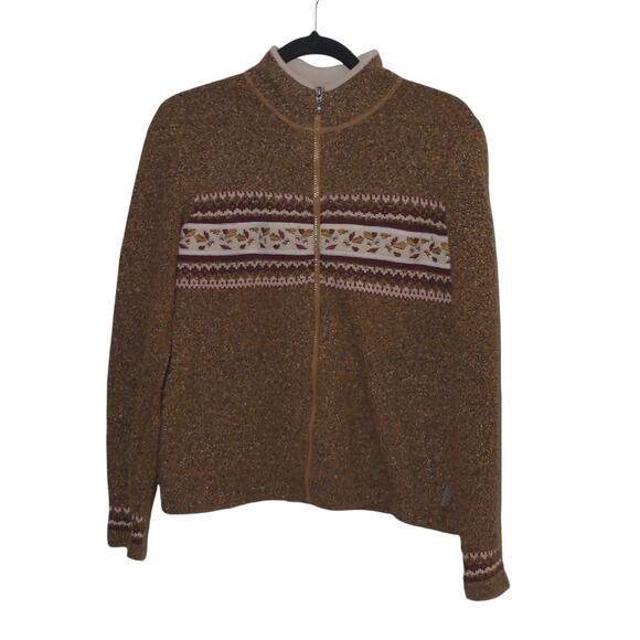Woolrich Full Zip Cardigan with Leaf Embroidery in Fawn Heather - Size S - GUC - Picture 1 of 11